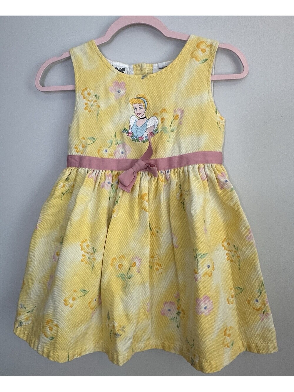 Vintage Disney Store Cinderella Embroidered Covered Button Dress Size 5 EUC.